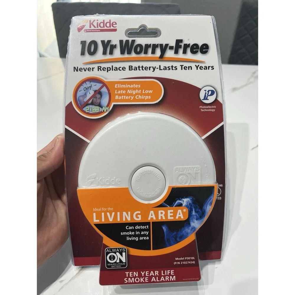 KIDDE Smoke Alarm 10-Year Lithium Battery Living Area Photoelectric P3010L New